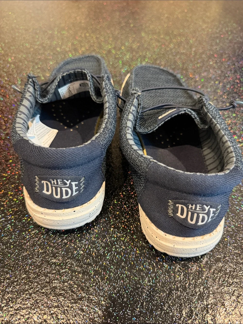 Hey Dude Knit Slip-On Sneakers in Dark Blue, Size 4 Boys